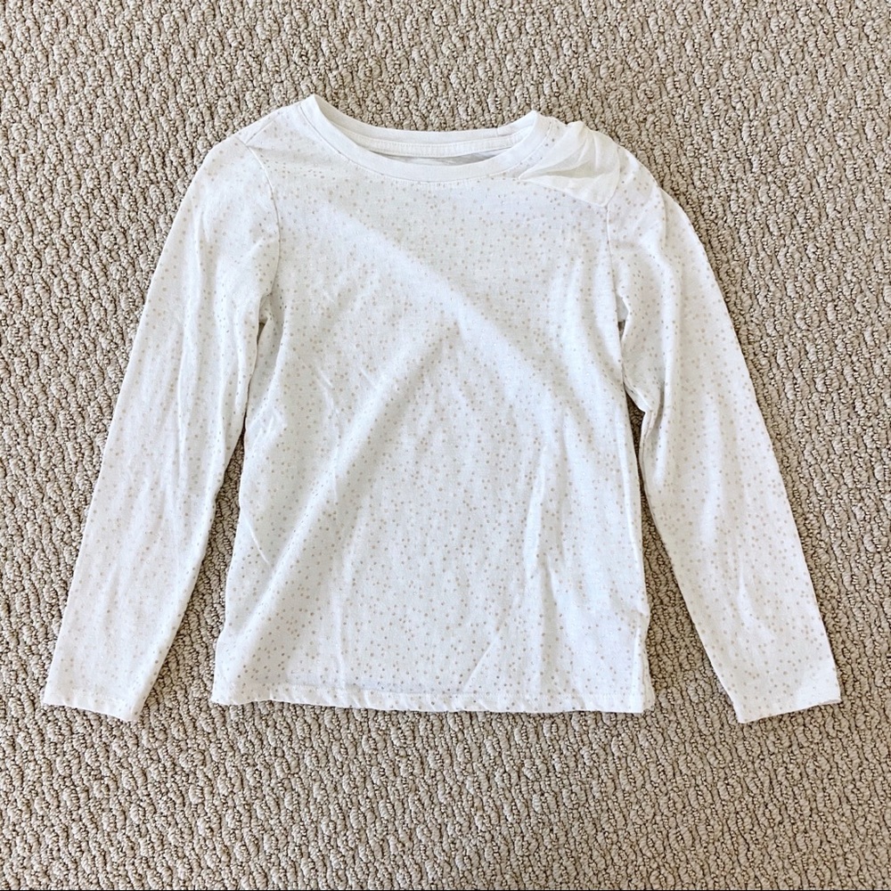 Metallic Gold Dotted Long sleeve w Bow Shoulder